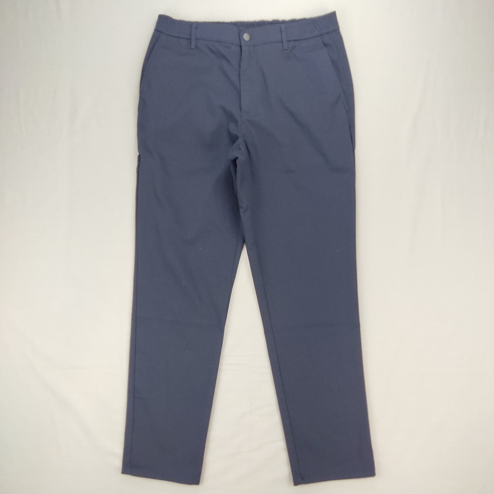 Zara Chino Pants Women Size M Navy Blue Slim Fit Elastic Waist Trousers